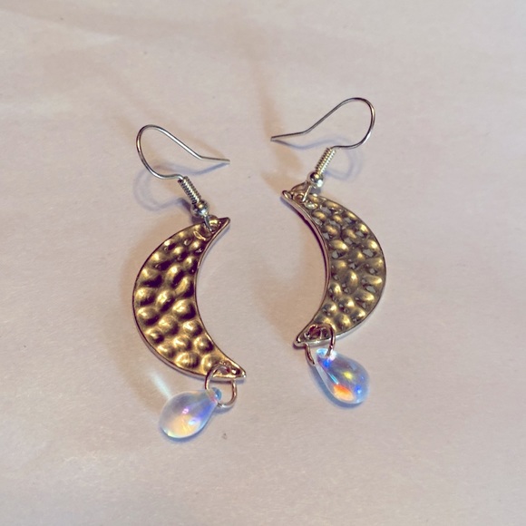 COPY SALE!!- Handmade Moon and mermaid glass drop earrings - Picture 2 of 3